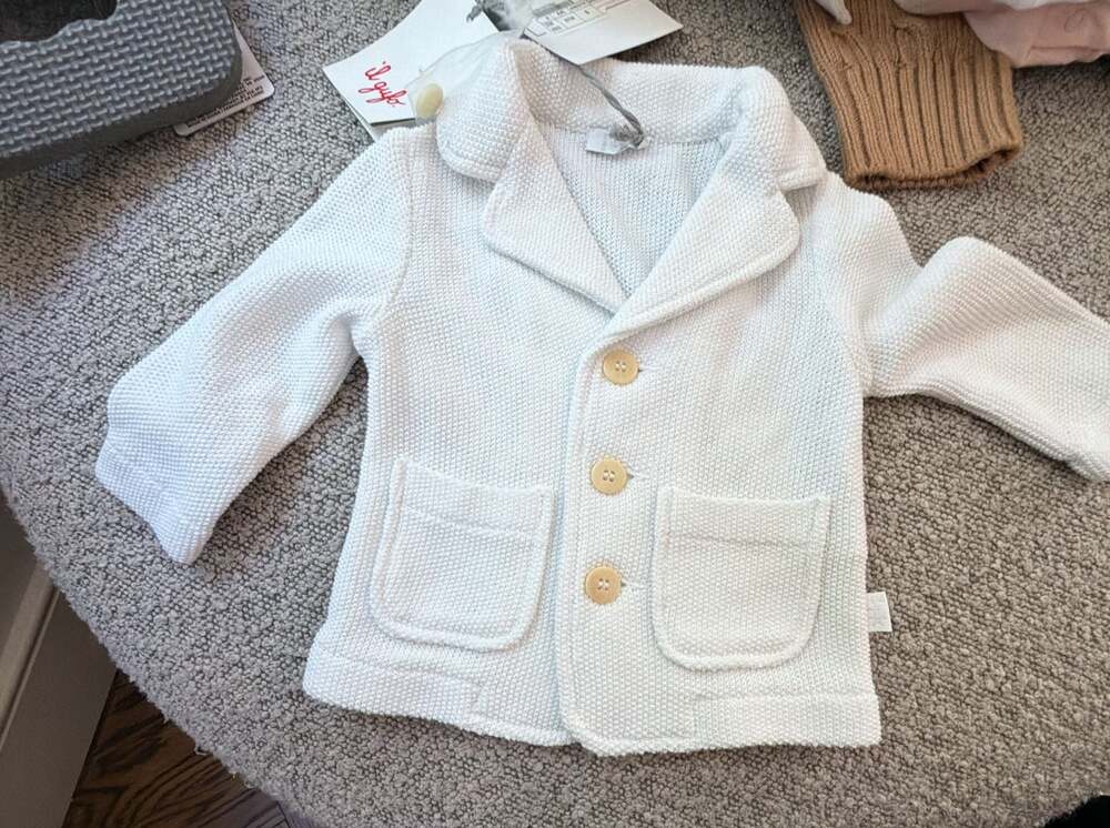 IL GUFO White Knit Suit Jacket Cardigan 6 Months unisex boys NEW W/tags